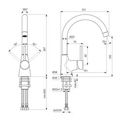 Ideal Standard Küchenarmatur Nora für Vorfenstermontage Chrom... IST-B9332AA 3800861021773 (Abb. 1)