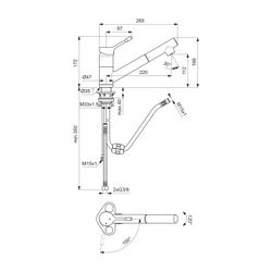 Ideal Standard Display Küchenarmatur Ceralook, mit herausz.HB, Ausld.220mm, Chrom... IST-BC825AA 3800861083368 (Abb. 1)