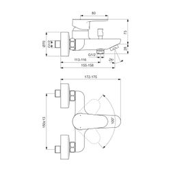 Ideal Standard Badearmatur Aufputz Cerafine O Ausld.153-158mm Chrom... IST-BC500AA 3800861073277 (Abb. 1)