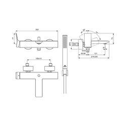 Ideal Standard Badearmatur Aufputz Conca, mit Stab-HB, Brauseschlauch und Wandhalter, Silv... IST-BC763GN 3800861085119 (Abb. 1)