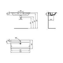 Ideal Standard Möbelwaschtisch Connect Air, 1 Hahnloch, mit Überlauf 1040x460x165mm, Weiß ... IST-E0274MA 5017830518358 (Abb. 1)