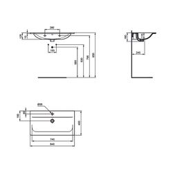 Ideal Standard Möbelwaschtisch Connect Air 1 Hahnloch, mit Überlauf 840x460x165mm Weiß mit... IST-E0279MA 5017830518365 (Abb. 1)