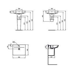 Ideal Standard Waschtisch Connect Air Cube, 1 Hahnloch, mit Überlauf 550x460x160mm, Weiß... IST-E029901 5017830514442 (Abb. 1)
