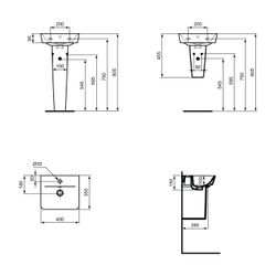 Ideal Standard Handwaschbecken Connect Air Cube 1 Hahnloch, mit Überlauf 400x350x150mm Wei... IST-E0307MA 5017830518433 (Abb. 1)
