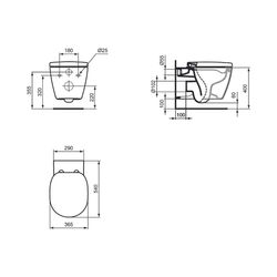 Ideal Standard Wand-T-WC Connect, AquaBlade, unsichtbare Befür, 365x545x340mm, Weiß mit IP... IST-E0479MA 5017830501572 (Abb. 1)