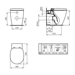 Ideal Standard Stand-T-WC Connect, AquaBlade, Abgang waagerecht 365x545x400mm, Weiß... IST-E052401 5017830501626 (Abb. 1)