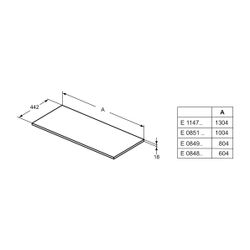 Ideal Standard Holzkonsole Connect Air, für US 600mm, 604x442x18mm, Weiß glatt und matt... IST-E0848B2 5017830520320 (Abb. 1)