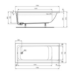 Ideal Standard Körperform-Badewanne Connect Air, 1700x750x475mm, Weiß... IST-E106401 5017830518747 (Abb. 1)