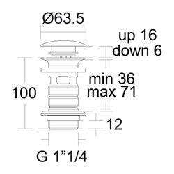 Ideal Standard Push-Open für Waschtisch mit Überlauf Magnetic Grey... IST-E1482A5 5017830548805 (Abb. 1)
