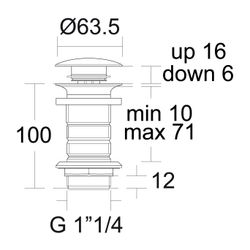 Ideal Standard Push-Open für Waschtisch ohne Überlauf Magnetic Grey... IST-E1483A5 5017830548836 (Abb. 1)