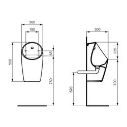 Ideal Standard Urinal Sphero Midi, Wasserlos, 300x300x550mm, Weiß... IST-E189601 5017830543169 (Abb. 1)