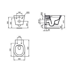 Ideal Standard Wand-WC-Kombipaket Connect Air Randlos mit Softclosing 360x540mm Weiß... IST-E248201 5017830554998 (Abb. 1)