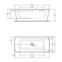 Ideal Standard Kf-Badewanne Tonic II, freistehend, mit Ablaufgarnitur 1800x800x490mm, Weiß... IST-E398101 5017830487715 (Abb. 1)