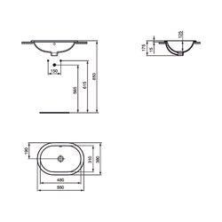 Ideal Standard Einbauwaschtisch Connect, oval, ohne Hahnloch, mit Überlauf 550x380x175mm, ... IST-E5047MA 5017830446903 (Abb. 1)