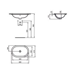 Ideal Standard Einbauwaschtisch Connect, oval, ohne Hahnloch, mit Überlauf 620x410x175mm, ... IST-E504901 5017830446934 (Abb. 1)