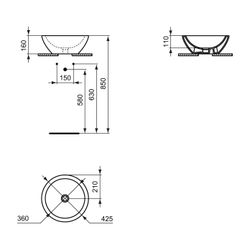 Ideal Standard Schale Strada ohne ohne Hahnloch ohne Überlauf rund, 425x425x160mm, Weiß... IST-K078301 4015413040389 (Abb. 1)