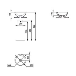 Ideal Standard Schale Strada ohne ohne Hahnloch ohne Überlauf rund, 340x340x155mm, Weiß... IST-K079301 4015413041935 (Abb. 1)