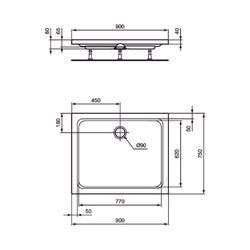 Ideal Standard Rechteck-Brausewanne Hotline Neu, 900x750x80mm, Weiß... IST-K277201 4015413057899 (Abb. 1)