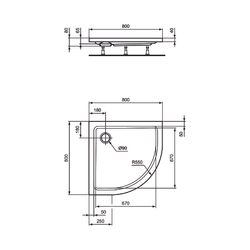 Ideal Standard Viertelkreis-Brausewanne Hotline Neu, 800x800x80mm, Weiß... IST-K277901 4015413058025 (Abb. 1)