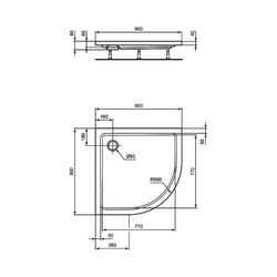 Ideal Standard Viertelkreis-Brausewanne Hotline Neu, 900x900x80mm, Weiß... IST-K278001 4015413058056 (Abb. 1)