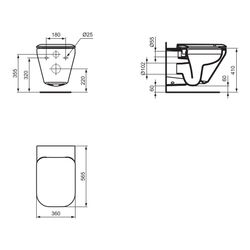 Ideal Standard Wandtiefspül-WC Tonic II, Spülrandlos, unsichtbare Befür, 355x560x350mm, We... IST-K316301 4015413062411 (Abb. 1)