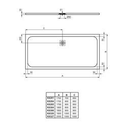 Ideal Standard Rechteck-BRW Ultra Flat S, Abl.mittig, 1800x900x30mm, Carraraweiß... IST-K8306FR 4015413067829 (Abb. 1)