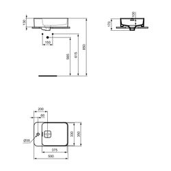 Ideal Standard Aufsatzwaschtisch Strada II, 1 Hl.li., mit Überlauf 500x350x170mm, Weiß mit... IST-T2964MA 8014140450368 (Abb. 1)