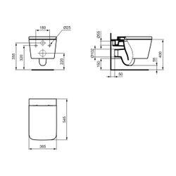 Ideal Standard Wandtiefspül-WC Blend Cube AquaBlade 355x540x350mm Weiß... IST-T368601 8014140467540 (Abb. 1)