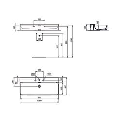 Ideal Standard Waschtisch Conca, 3 Hahnlöcher, mit Überlauf 1000x450x165mm, geschliffen, W... IST-T383301 8014140458470 (Abb. 1)