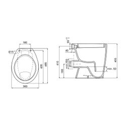 Ideal Standard Standflachspül-WC Eurovit, erhöht, Abgang außen waagr., 355x480x470mm, Weiß... IST-V311601 8595095901643 (Abb. 1)