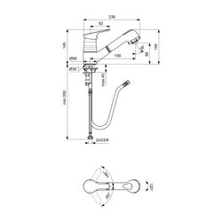 Ideal Standard Küchenarmatur Cerafit, mit herausz.HB, Ausld.190mm, Chrom... IST-BC146AA 3800861062240 (Abb. 1)