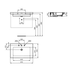 Ideal Standard Möbelwaschtisch Extra 3 Hahnlöcher mit Überlauf 810x510x150mm Weiß... IST-T436401 8014140482581 (Abb. 1)