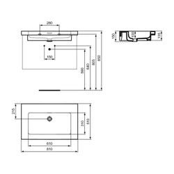 Ideal Standard Möbelwaschtisch Extra ohne Hahnloch mit Überlauf 810x510x150mm Weiß... IST-T436501 8014140482598 (Abb. 1)