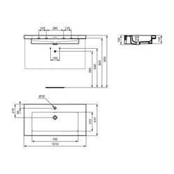 Ideal Standard Möbelwaschtisch Extra 1 Hahnloch, mit Überlauf 1010x510x150mm Seidenweiß... IST-T4366V1 8014140487326 (Abb. 1)