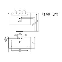 Ideal Standard Möbelwaschtisch Extra 3 Hahnlöcher mit Überlauf 1010x510x150mm Weiß... IST-T436801 8014140482611 (Abb. 1)
