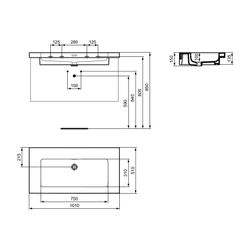 Ideal Standard Möbelwaschtisch Extra ohne Hahnloch mit Überlauf 1010x510x150mm Weiß mit Id... IST-T4369MA 8014140487340 (Abb. 1)