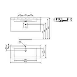 Ideal Standard Möbelwaschtisch Extra 1 Hahnloch, mit Überlauf 1210x510x150mm Seidenweiß... IST-T4370V1 8014140487364 (Abb. 1)