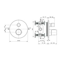 Ideal Standard Einzelthermostat Unterputz Ceratherm C100, Bausatz 2, Rosette d:163mm, Brus... IST-A5813A2 4015413350266 (Abb. 1)