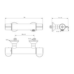 Ideal Standard Brausethermostat Aufputz Ceraplus Safe gesamte Ausld. 115-133mm Chrom... IST-A6871AA 4015413340595 (Abb. 1)