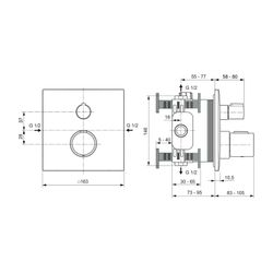Ideal Standard Einzelthermostat Unterputz Ceratherm C100, BS2, Rosette 163x163mm, Silver S... IST-A6956GN 4015413350433 (Abb. 1)