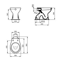 Ideal Standard Standtiefspül-WC Eurovit, Abgang außen senkrecht, 360x560x395mm, Weiß... IST-W333201 3800828027053 (Abb. 1)