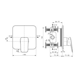 Ideal Standard Brausearmatur Unterputz Ceraplan 163x71-93x185mm Chrom... IST-BD254AA 4015413351218 (Abb. 1)
