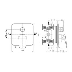 Ideal Standard Badearmatur Unterputz Ceraplan DVGW 163x71-93x185mm Chrom... IST-BD262AA 4015413351232 (Abb. 1)