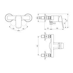 Ideal Standard Brausearmatur Aufputz Ceraplan Schweizer Ausfür 185, 5x153x114mm Chrom... IST-BD271AA 3800861104124 (Abb. 1)