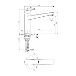 Ideal Standard Küchenarmatur Ceraplan mit hohem Auslauf Ausld.210mm Niederdruck Chrom... IST-BD326AA 3800861104872 (Abb. 1)