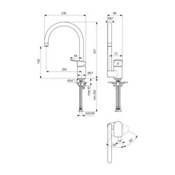 Ideal Standard Küchenarmatur Ceraplan Ausld.200mm mit h.Rohrauslauf, Chrom... IST-BD339AA 3800861105008 (Abb. 1)