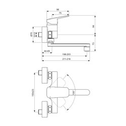 Ideal Standard Wand-Küchenarmatur Ceraplan Ausld.198mm Chrom... IST-BD341AA 3800861105022 (Abb. 1)