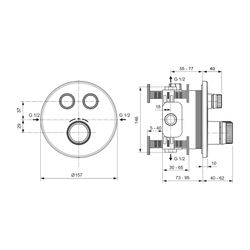 Ideal Standard Brausethermostat Unterputz Ceratherm Navigo 2 Verbraucher Rund Chrom... IST-A7296AA 4015413349406 (Abb. 1)