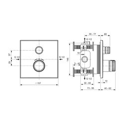 Ideal Standard Brausethermostat Unterputz Ceratherm Navigo 1 Verbraucher Eckig Chrom... IST-A7301AA 4015413349413 (Abb. 1)