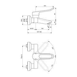 Ideal Standard Wand-Waschtisch-Armatur Ceraplus 5l/min. mit Bügelgriff Ausld. 148-167mm Ch... IST-BC109AA 3800861059653 (Abb. 1)